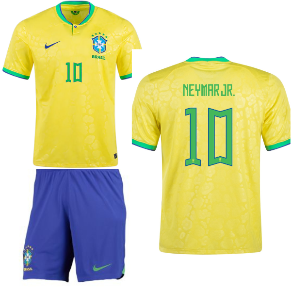 Brazil Jersey No.10 NEYMAR JR. 23/24 Men 3 Pieces Sportwear For Adults And  Kids 